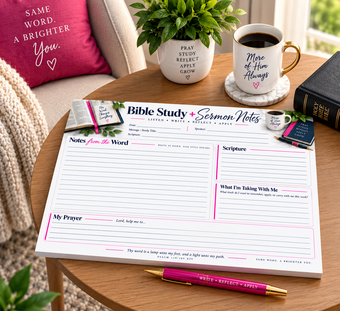 Bible Study + Sermon Notes Notepad