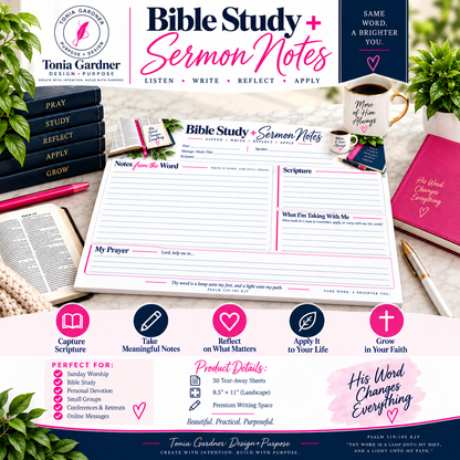 Bible Study + Sermon Notes Notepad