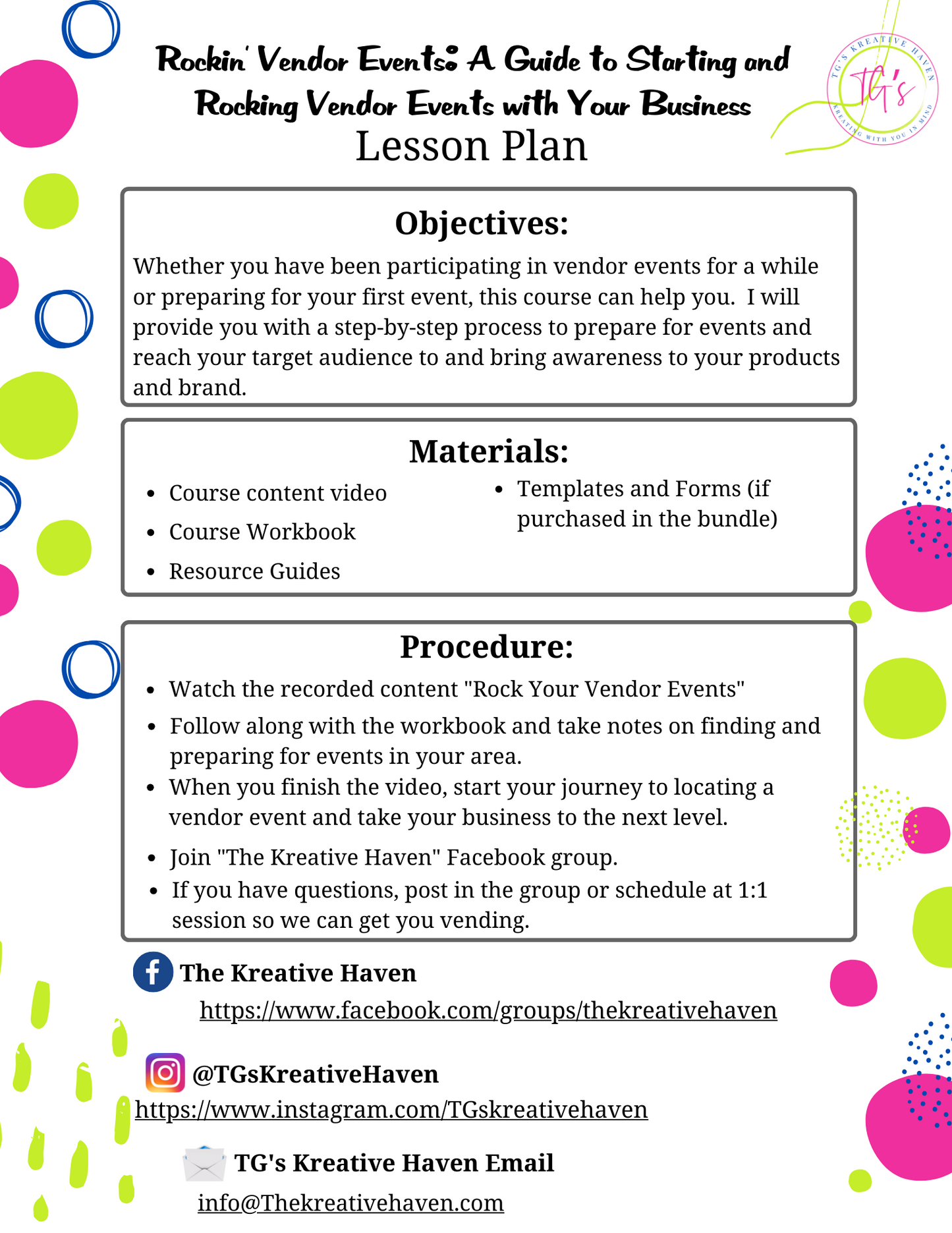 "Rock Your Vendor Events" Masterclass